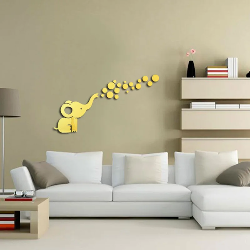 

Room Decor Home Decor Wall Stickers Mirror DIY For Bedroom Aesthetic Bubble Elephant 3D Acrylic Self-adhesive Decorative Mirrors