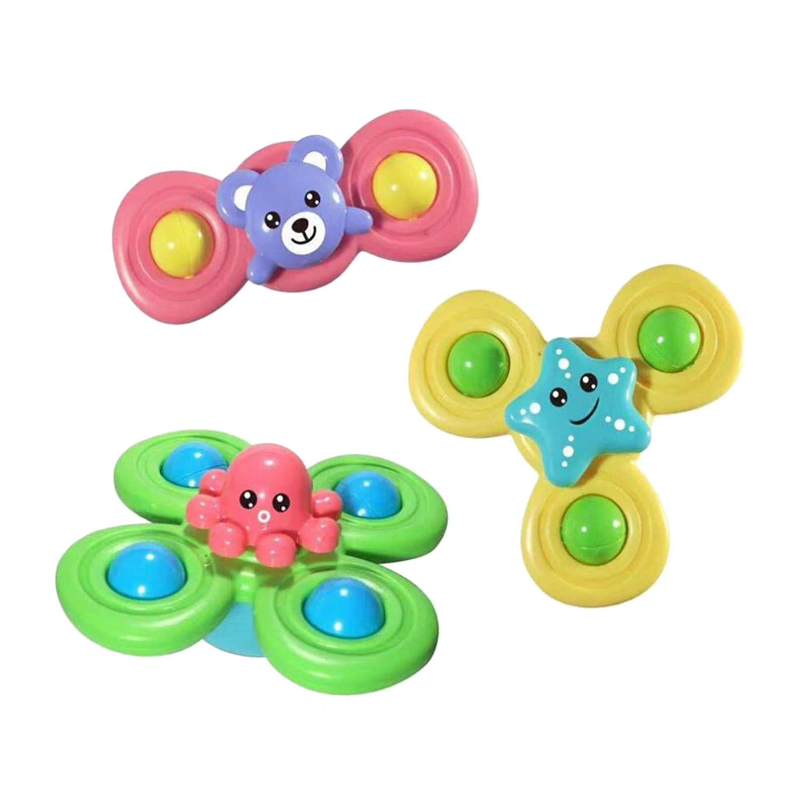 

3x Funny Baby Bath Spinning Top Sucker Spinner Toy Cartoon Animals Kids Gift