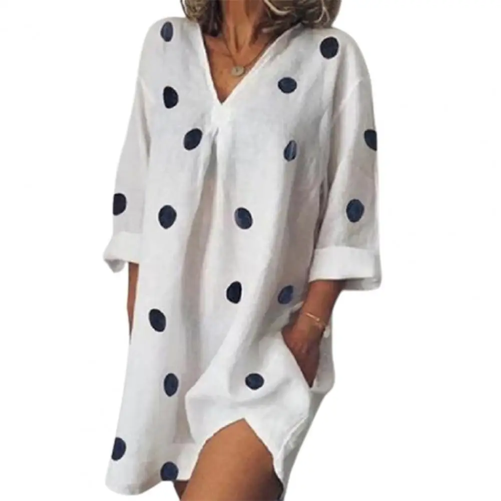 

70% Hot Sell Women Dress One-piece Plus Size Casual Summer Slit Design Nine Split Sleeves Beach Dress for Home
