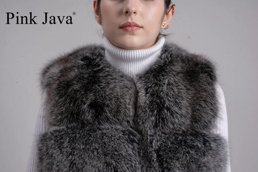 Розовый JAVA QC9438 натуральный Лисий Мех Жилет женский зимний модный жилет