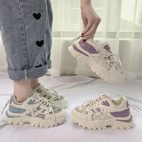 women shoes new mesh chunky casual sneakers for women lace up vulcanize shoes comfort dad shoes women platform basketball aa 71