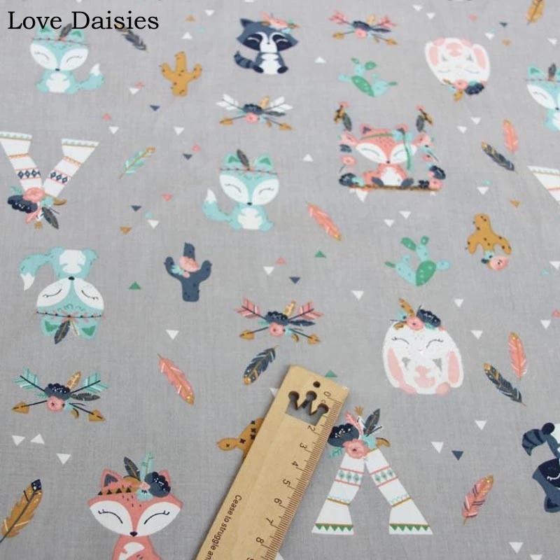 Саржевая ткань из 100% хлопка серого цвета морской волны с рисунком индийского