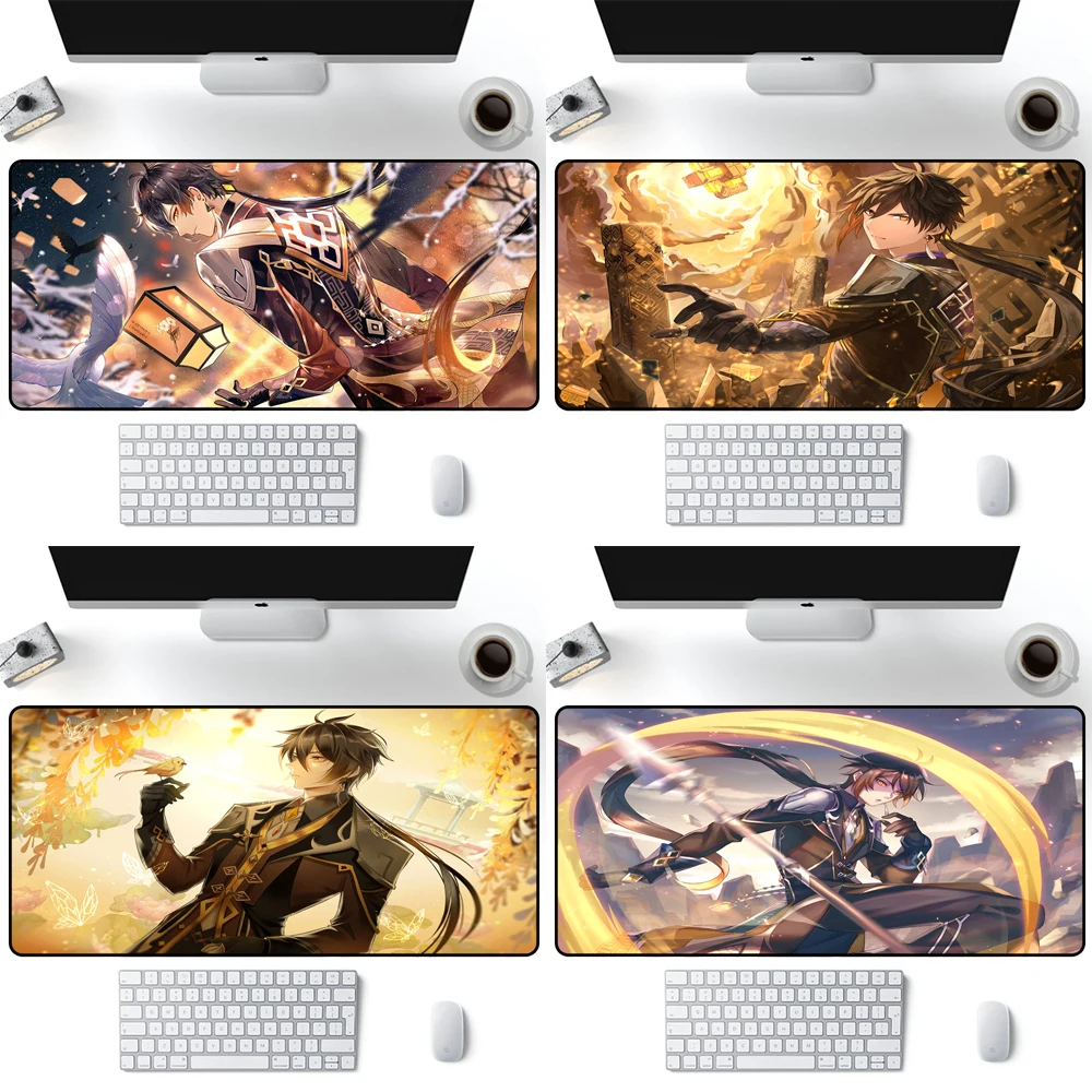 

Genshin Impact keyboard Gaming Zhongli Extra Large Mouse Pad Anime Mat Pad Pc Game Table Silicone Mouse Support Cheap Laptops
