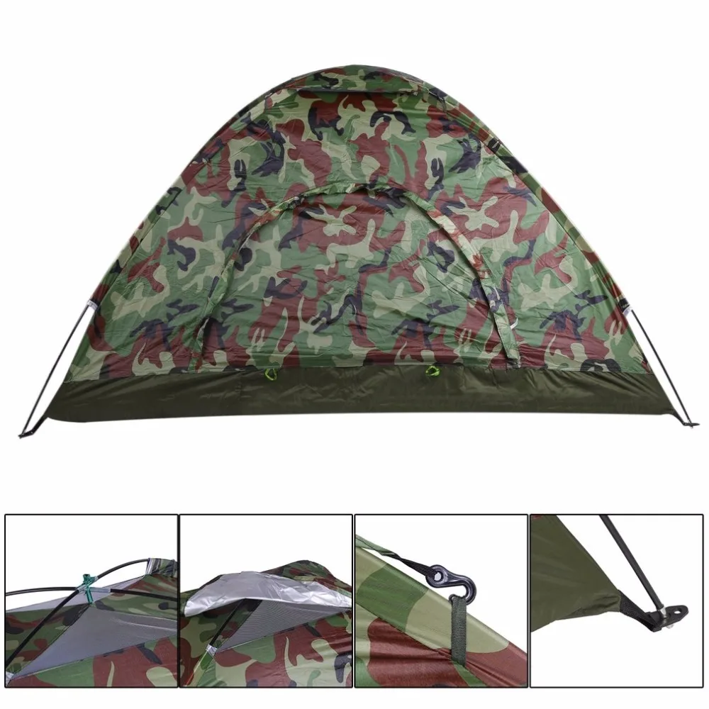 Outdoor Portable Single Layer Camping Tent Camouflage 2 Person Waterproof Lightweight Beach Fishing Hunting Wigwam | Спорт и
