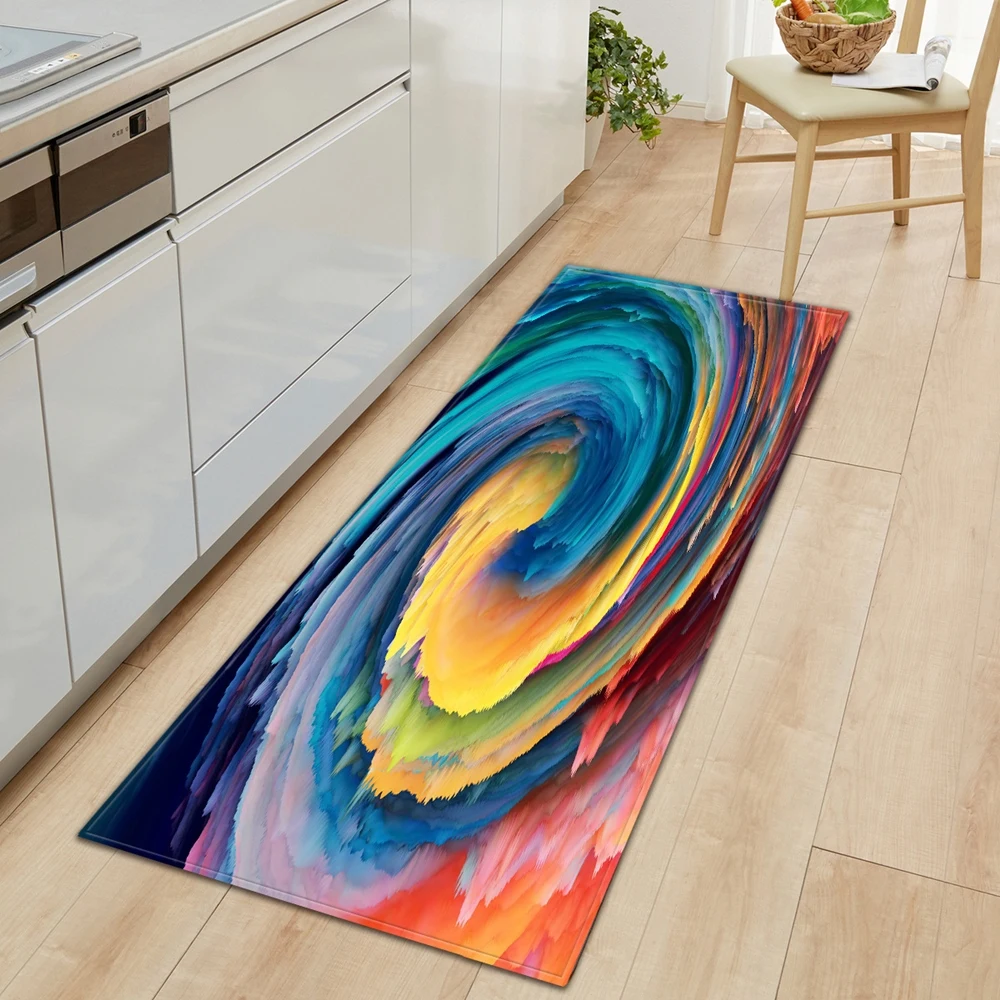 Kitchen Carpet Entrance Doormat Waterproof 3D Cosmic Starry Sky Pattern Home Bedroom Floor Mat Hallway Bathroom Anti-Slip Rugs | Дом и сад