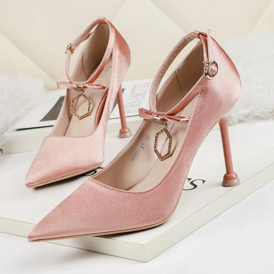 Новинка 2020 года женские туфли на высоком каблуке 9 5 см цвет оранжевый атласные