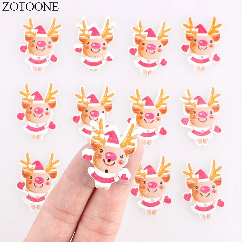 ZOTOONE деревянные милые рождественские пуговицы ручной работы аксессуары