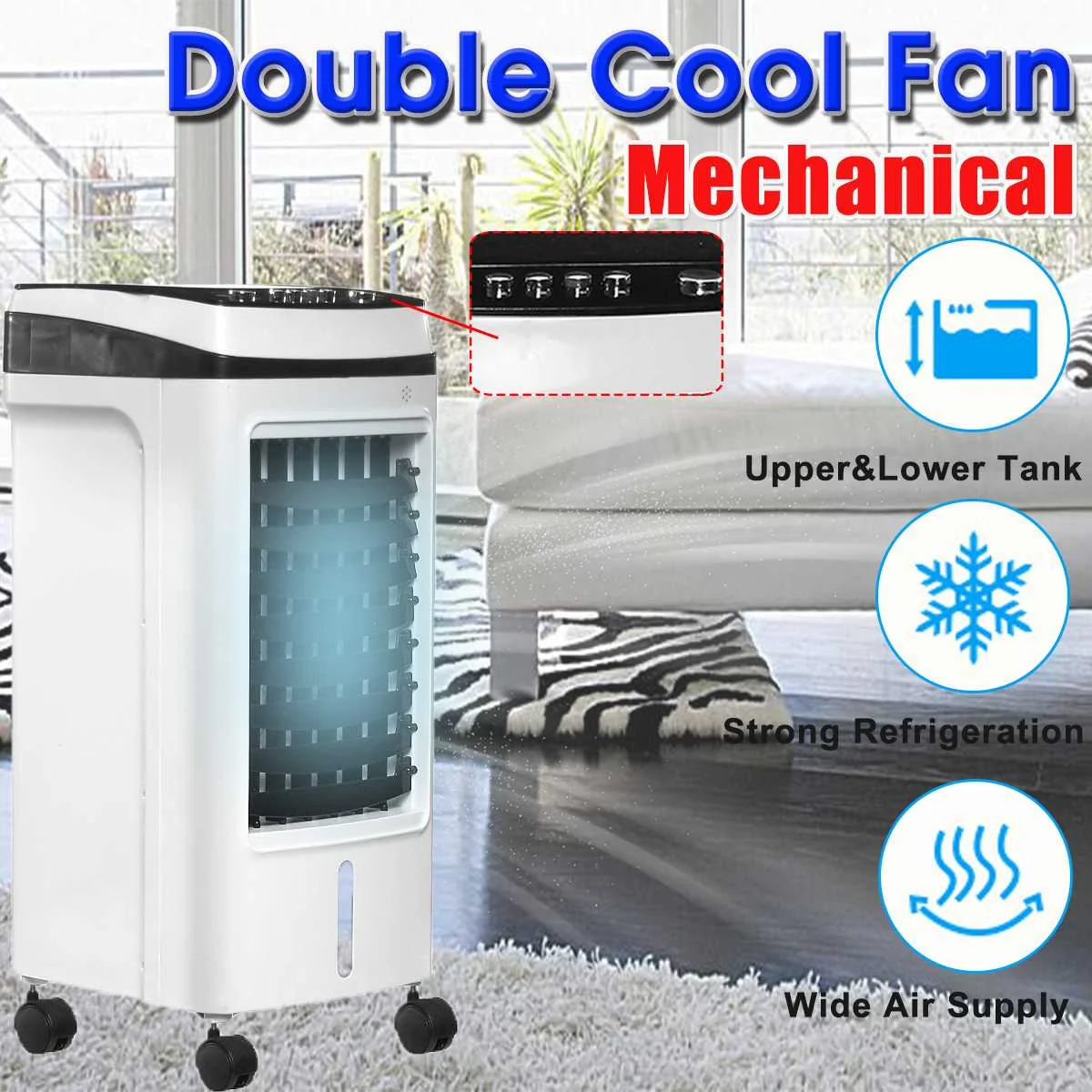 

220V Home Air Conditioner Double Cool Fan For Room Office Mobile Air Conditioner Cooling Fan Humidifier With Remote Control