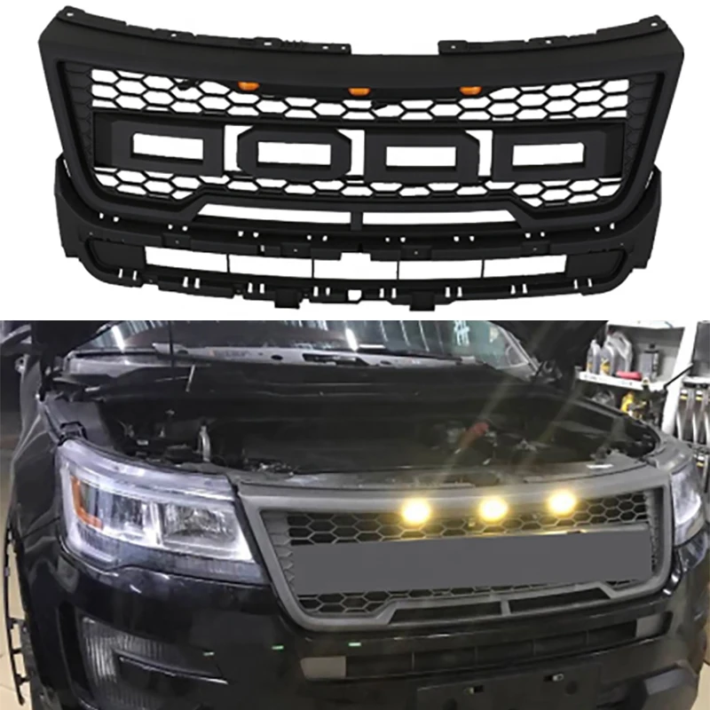 Черная верхняя сменная решетка светодиодное освещение подходит для ford explorer 2016