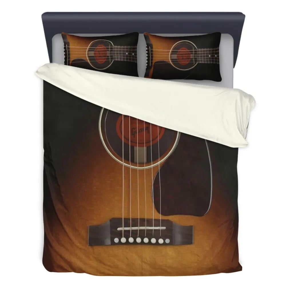 Juego de ropa de cama con estampado 3D de guitarra, edred&oacute;n con estampado Musical para decoraci&oacute;n de dormitorio, tama&ntilde;o Queen, regalos de navidad-1