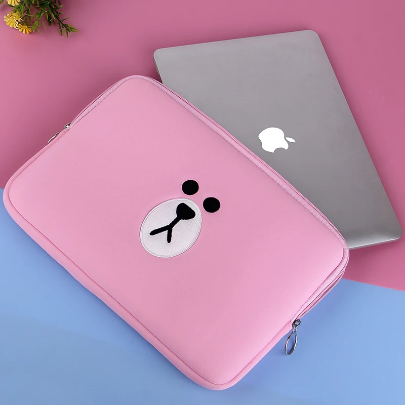 Милый коричневый медведь мультфильм сумка 11 13 15,6 дюймов для Macbook Air Pro 11 13 15 сумка для ноутбука чехол для планшета компьютер карман для компьютера