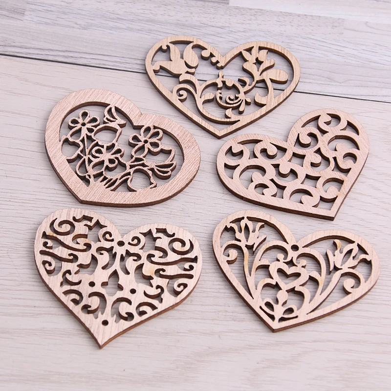 Сладкий Колокольчик 20 шт. необработанная смесь резные сердца деревянные поделки