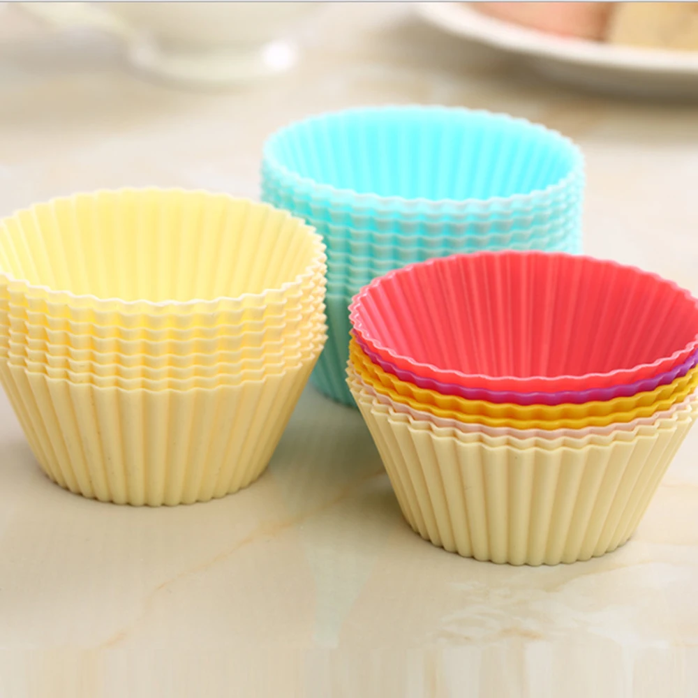 

12 Pcs Round Shaped Silicon Cake Baking Molds Cake Mold Silicon Cupcake Cup Home Kitchen DIY Cooking Tools Random Color