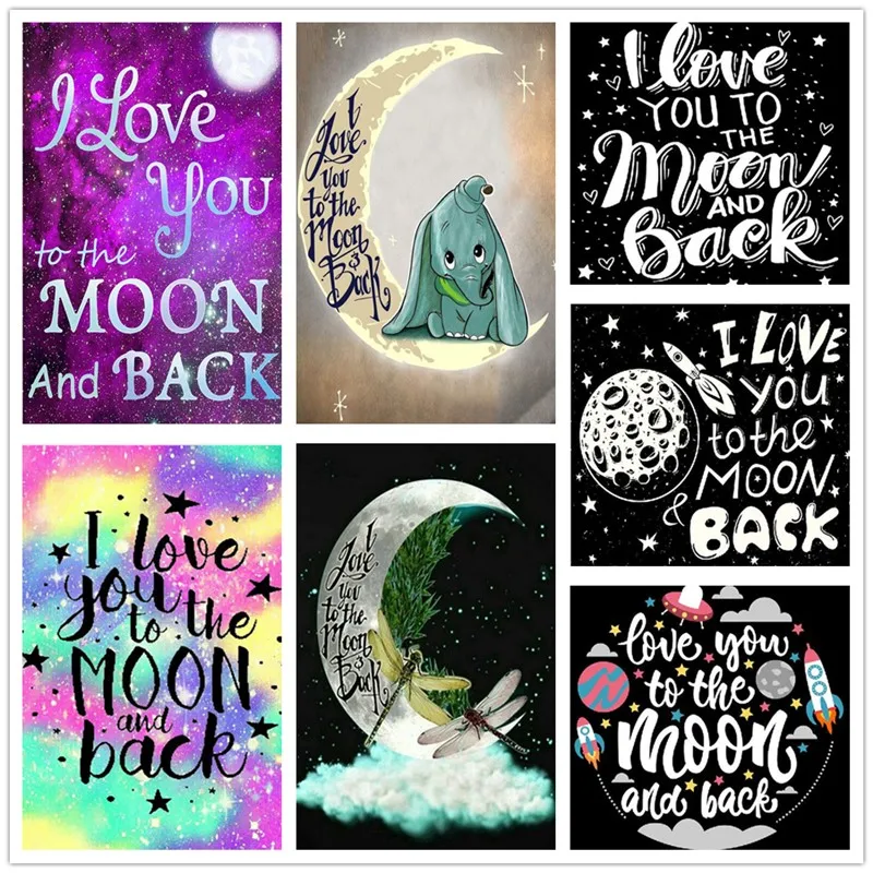 Алмазная 5D Вышивка сделай сам с текстом алмазная живопись надписью и луной