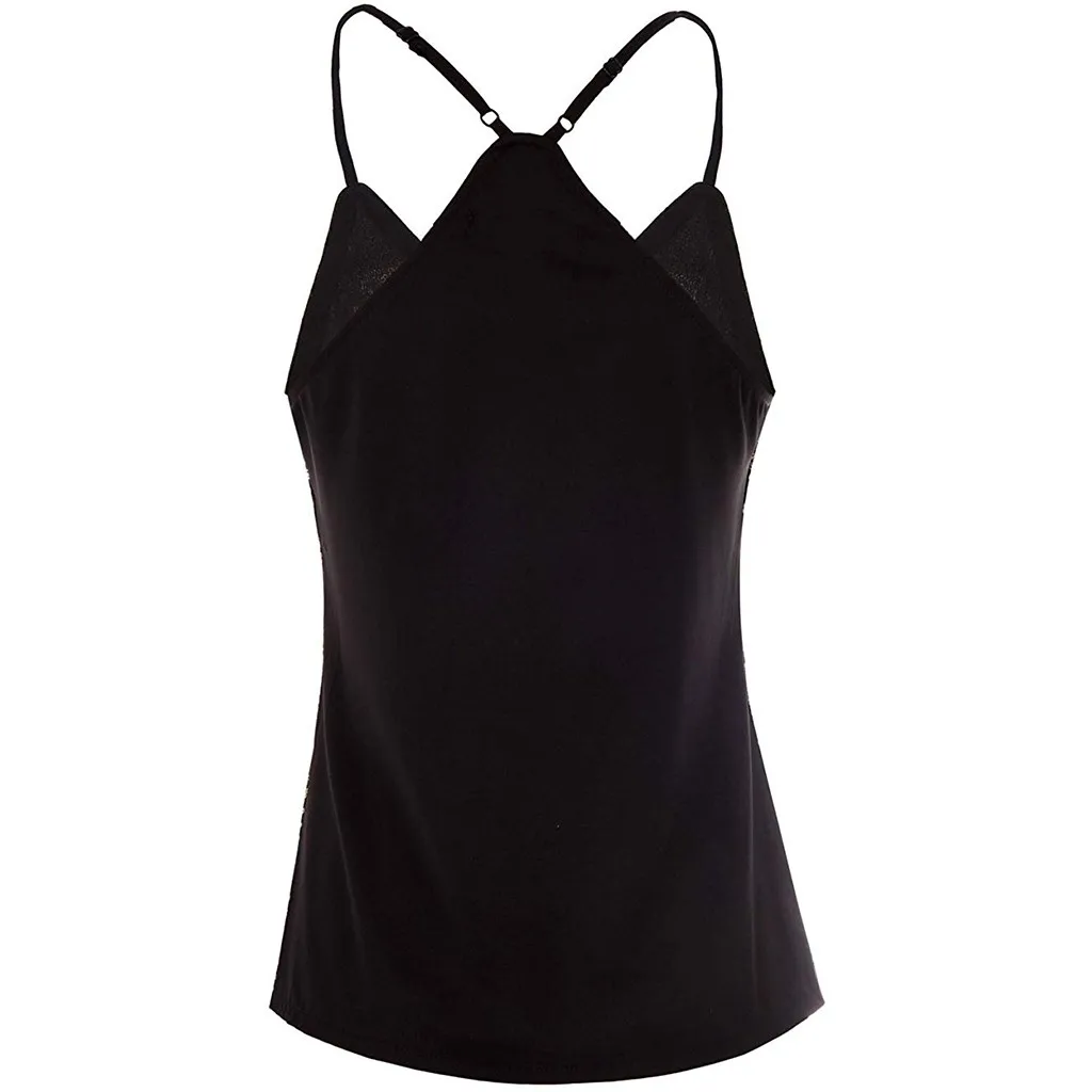 Блестящий женский жилет с блестками блестящие майки без рукавов на бретельках