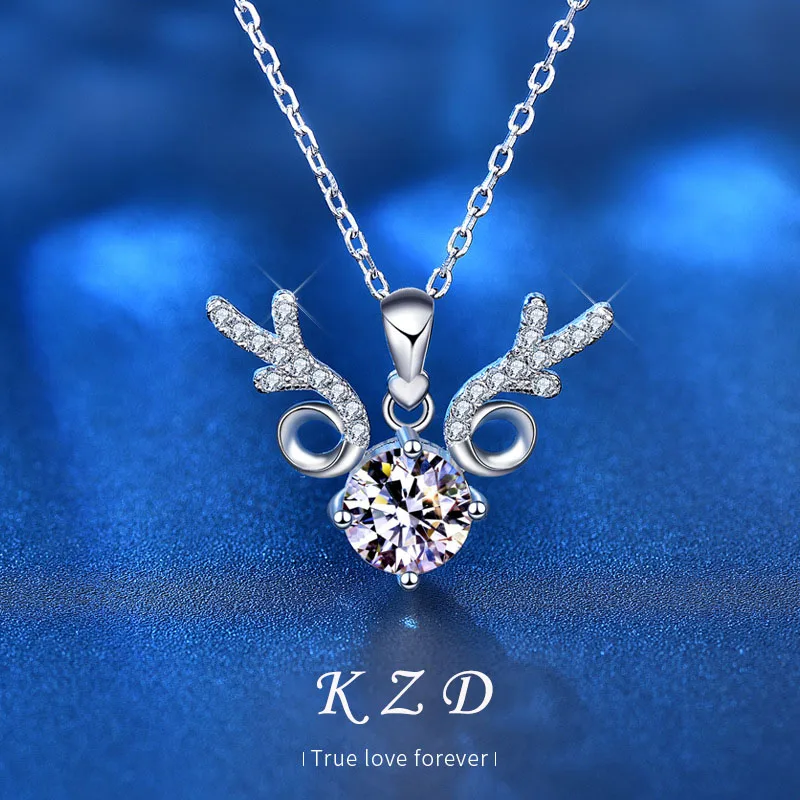 

Christmas New Product 925 Sterling Silver Moissan Pendant Necklace Ladies Simple Clavicle Necklace Jewelry