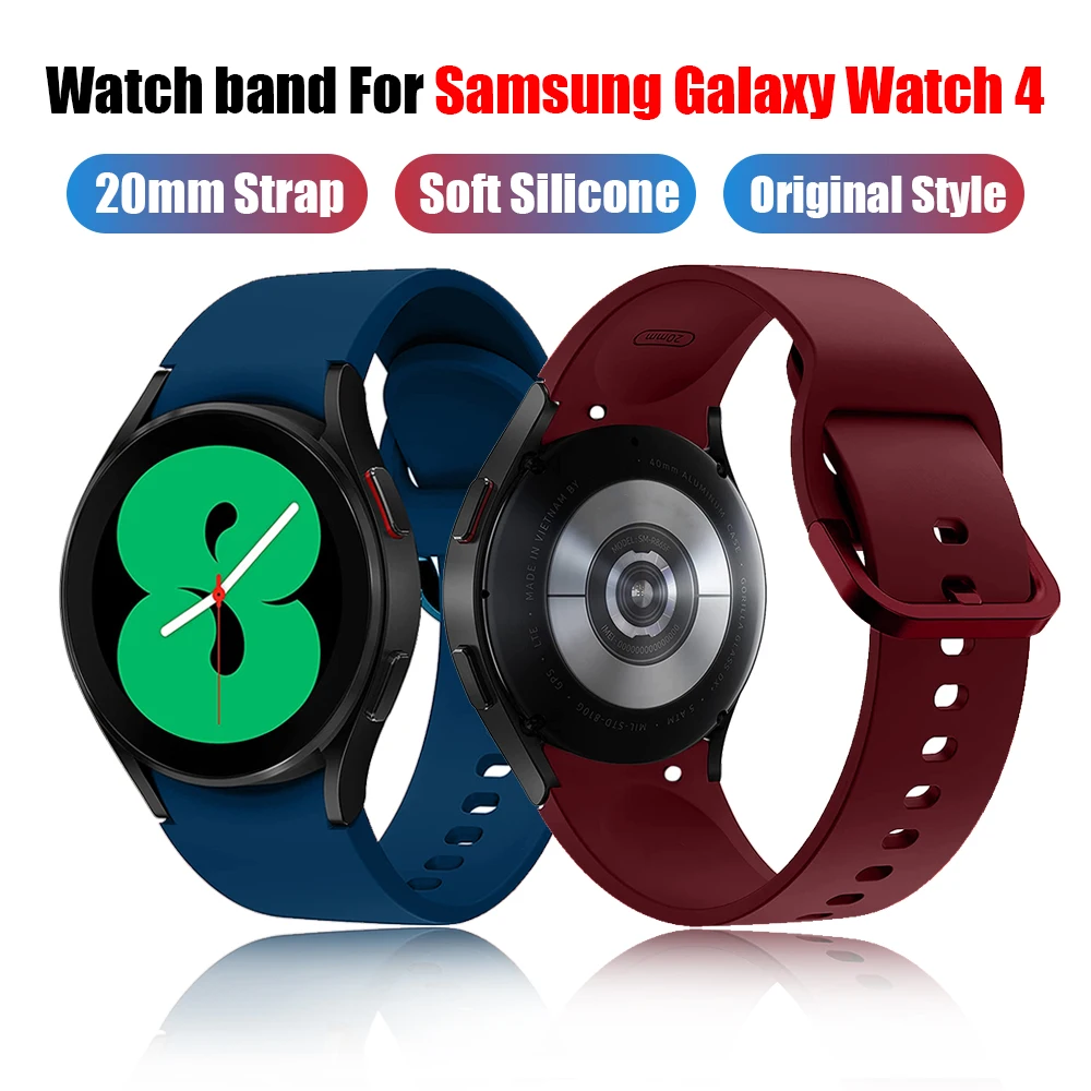 

20mm Original Soft Silicone Band for Samsung Galaxy Watch 4 44MM Watchband Bracelet Strap For Galaxy Watch 4 classic 42MM/46mm