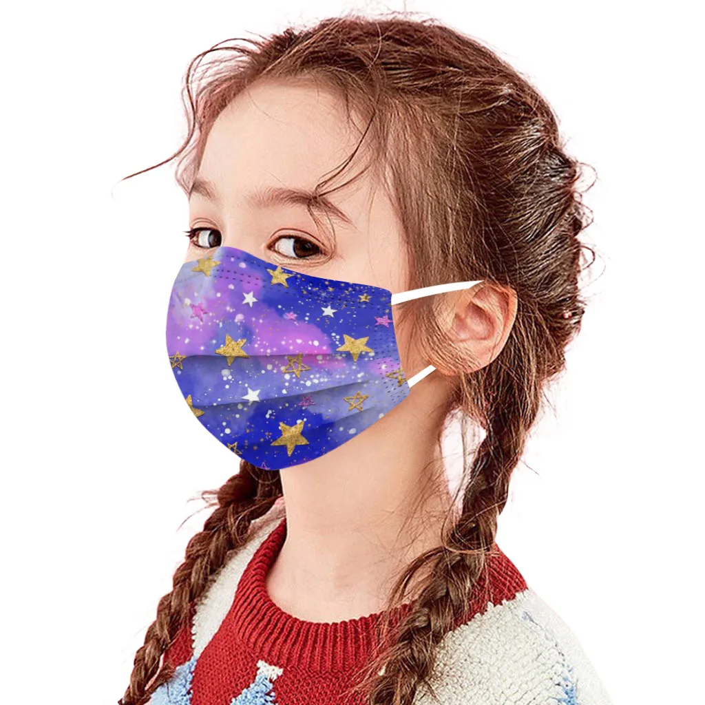 

50pcs Children's Disposable Face Masks Space Print Kids Disposable Facemasks Mascarillas Para Nios Mascarillas Infantiles