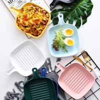 nordic ceramic handle baking plate pizza dish western microwave oven risotto dish pasta tray steak plate board kitchen tableware