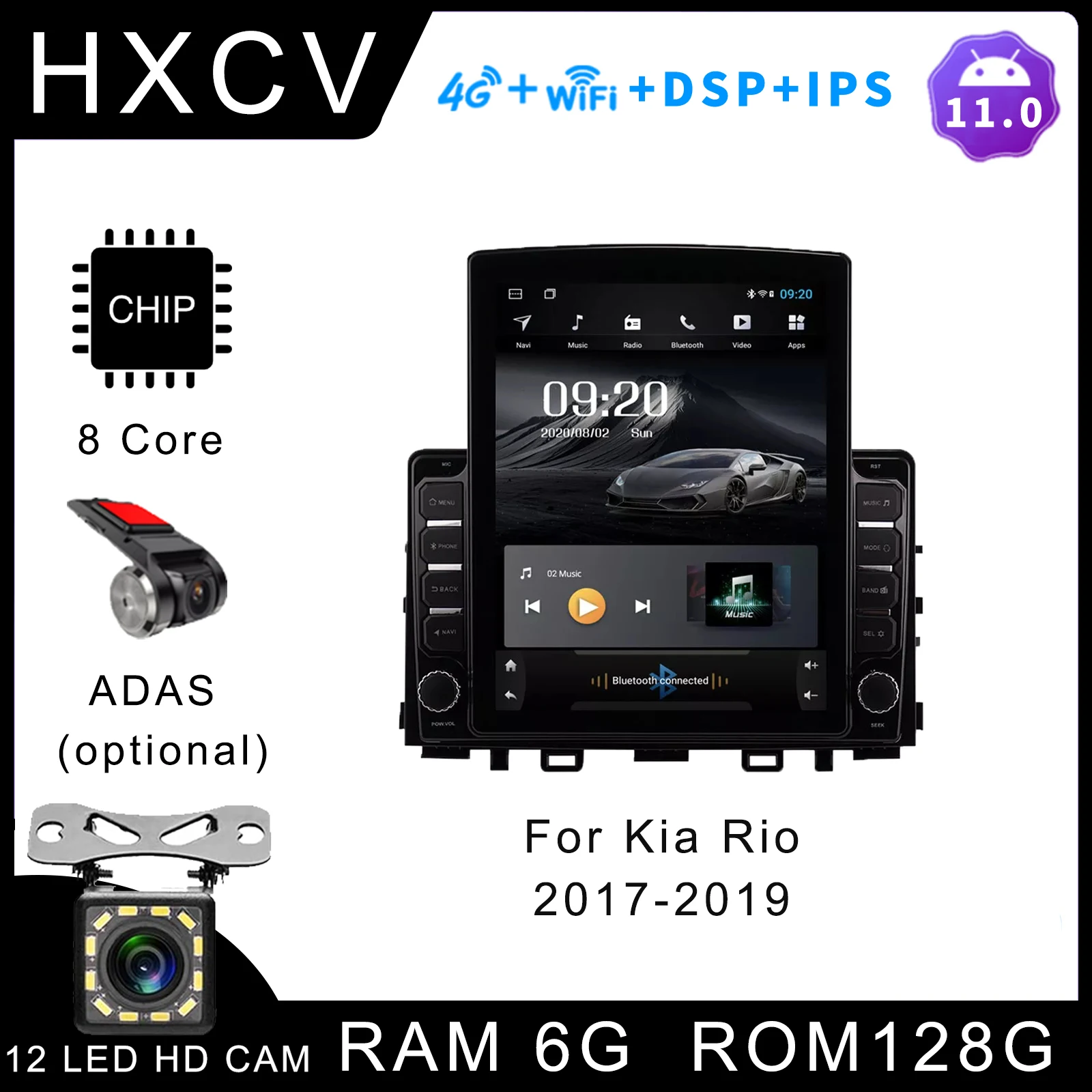 

Vertical Screen Tesla Style Car radio For Kia Rio 2017- 2019 gps navigator for car 4G car radio with bluetooth DAB+ Carplay