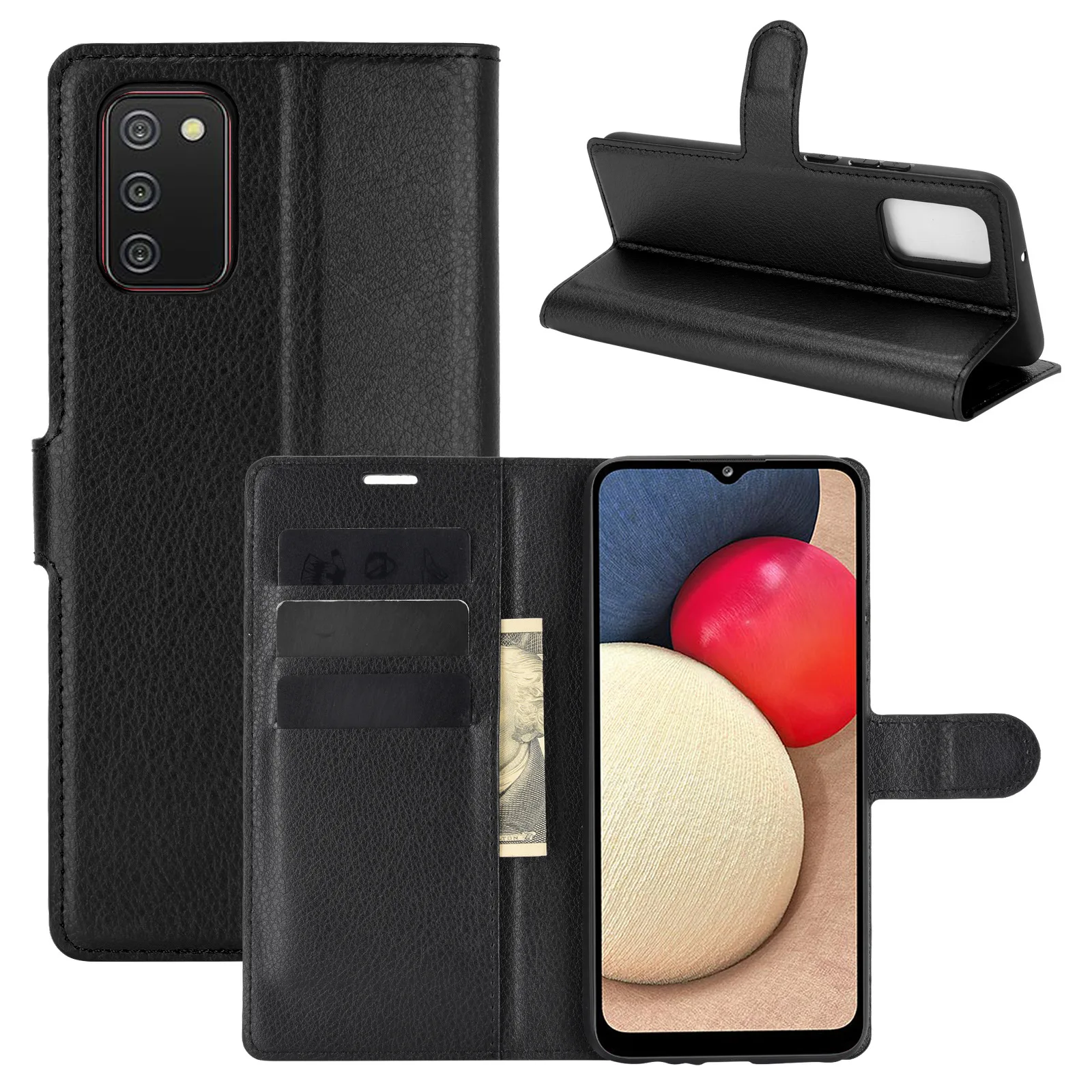 

Luxury Flip Case For Samsung Galaxy A02s Wallet Stand Cover With Card Holder Shockproof Protective Funda For A02s US Version