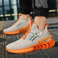 mens shoes with flying knit surface mens sports shoes outdoor running shoes with blade bottom high end casual size39 45