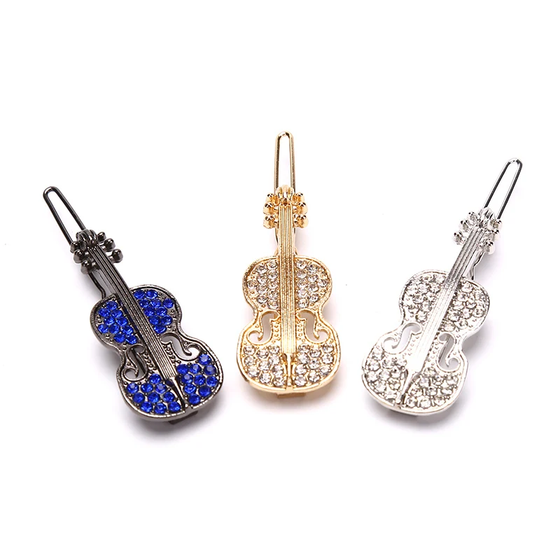 

1Pcs Violin Hair Clip Sweet Hairpins Cute Crystal Rhinestone Headwear Barrettes