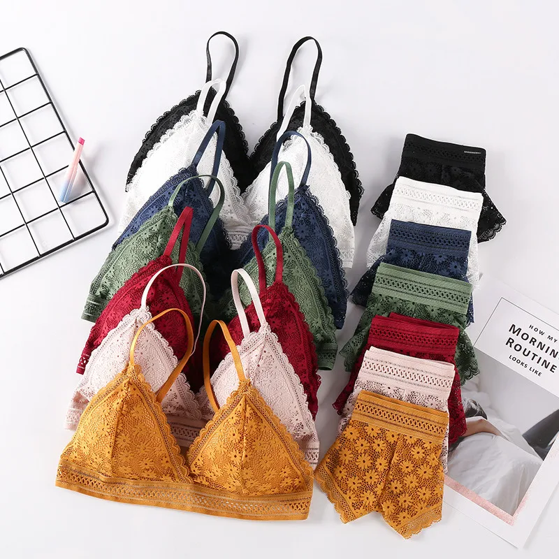 

Lace Bra Sets Women Seamless Underwear Backless Vest Sexy Padded Bralette Lingerie Ultrathin Bra & Brief Sets Female Intimates