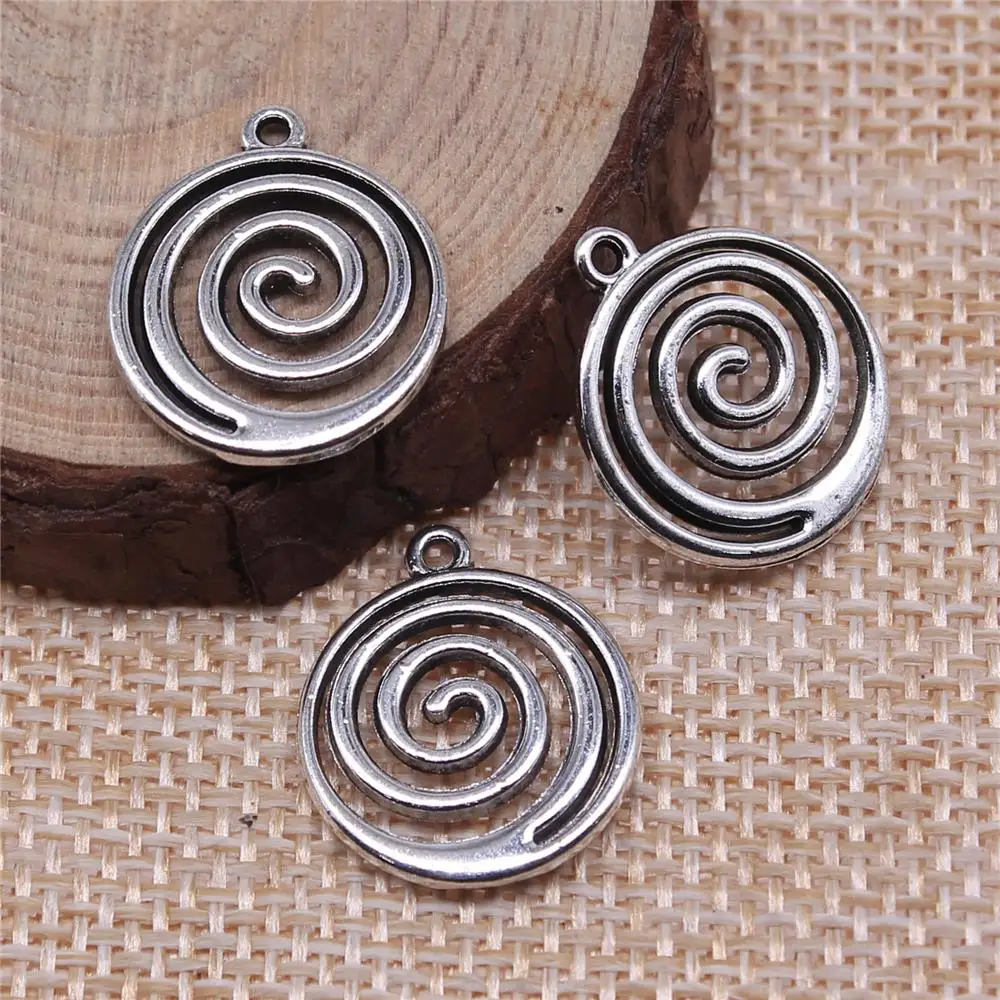 

10Pcs 17x17mm Antique Silver Color Whirlpool Charms For DIY Bracelet Necklace Jewelry Making