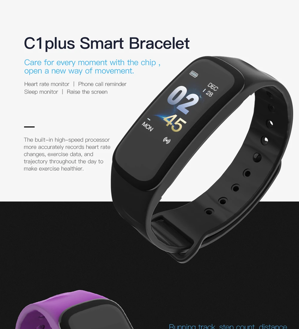 

C1Plus Fitness Tracker Health SmartBracelet Waterproof SportWatch ECG PSG Record Bracelet Man Woman Smartwatch remote photograph
