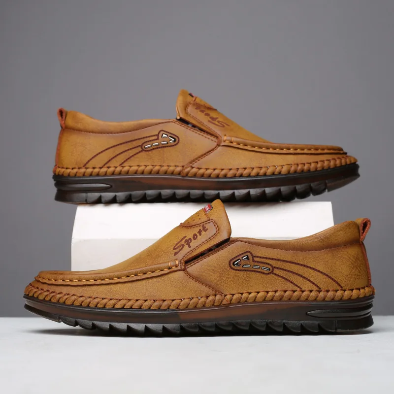 

Summer Casual Slip-on Shoes Genuine Leather Men Sneakers Fashion Jogging Shoes Outdoor Walking Footwear Flats Brand 2021