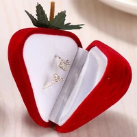 ring box flocking cute strawberry shape romantic ring earring studs box for gifts