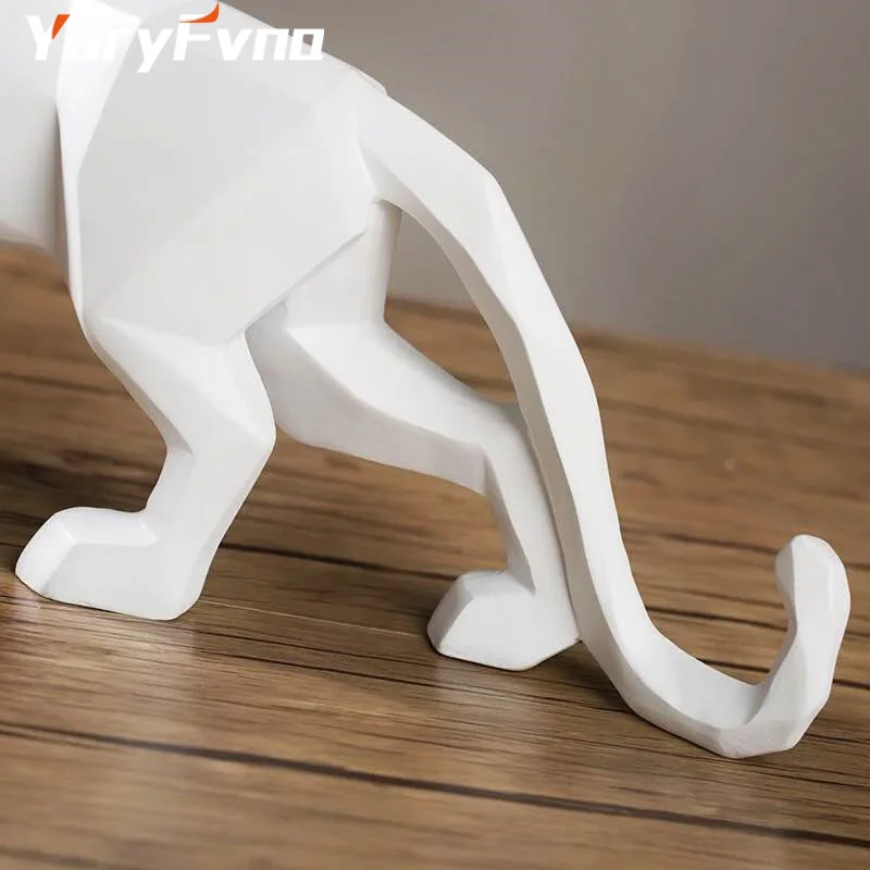 YuryFvna, абстрактная статуя леопарда из смолы, Геометрическая фигурка Пантеры дикой природы, скульптура животного, Современное украшение для дома и офиса, подарок