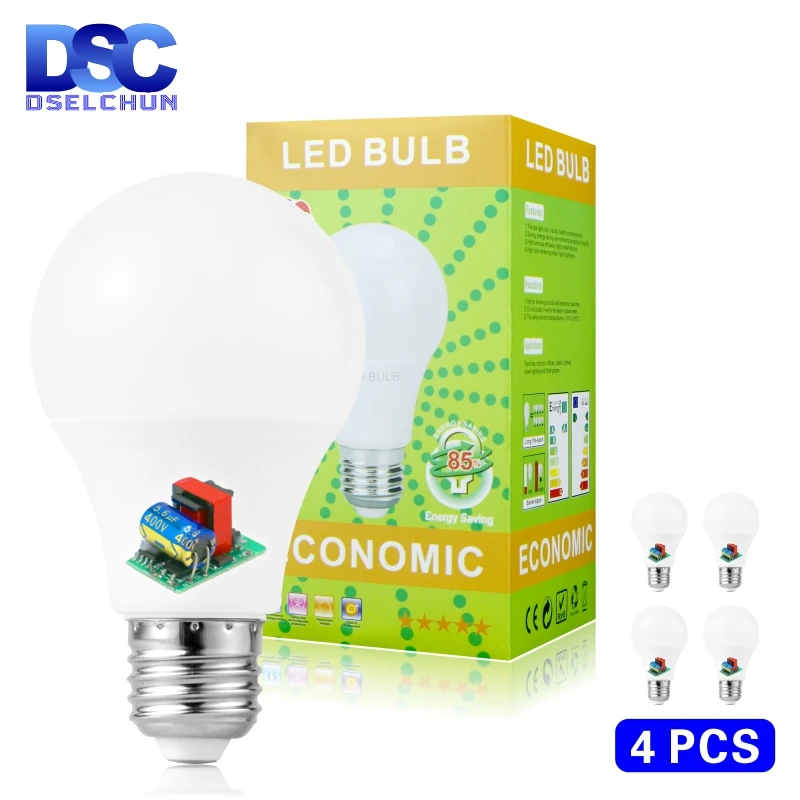 

4pcs/lot E27 LED Bulb Lamp No Ficker with driver 3w 5w 7w 9w 12w 15w 18w Lampada LED Light Bulb 220V-240V Spotlight Lighting