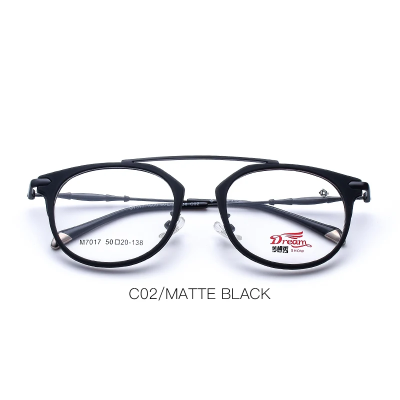 C02 Matte black Женские очки TR90, оправа из сплава, оптическая круглая оправа, близорукость, Ретро стиль, прозрачные очки по рецепту, оправа# M7017 - Цвет оправы: C02 Matte black