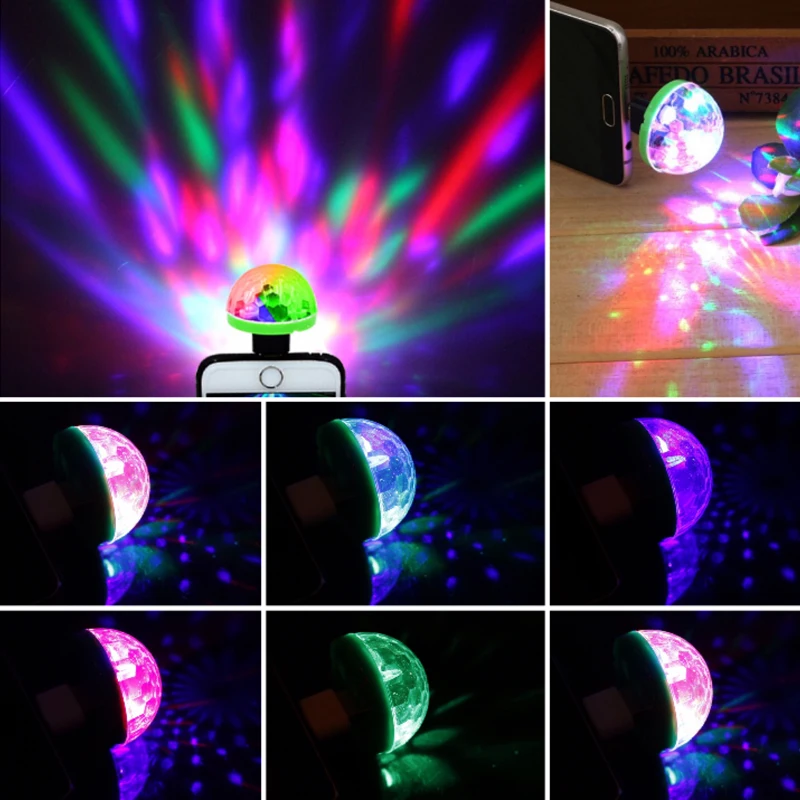 Светодиодная Автомобильная мини лампа USB атмосферный свет DJ RGB цветная