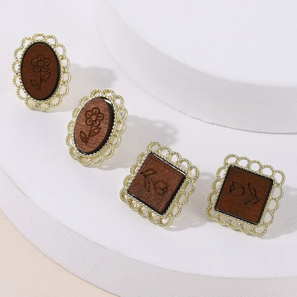 2020 Новый нишу дизайн в стиле ретро Сезон осень зима дерево овальной формы женщина