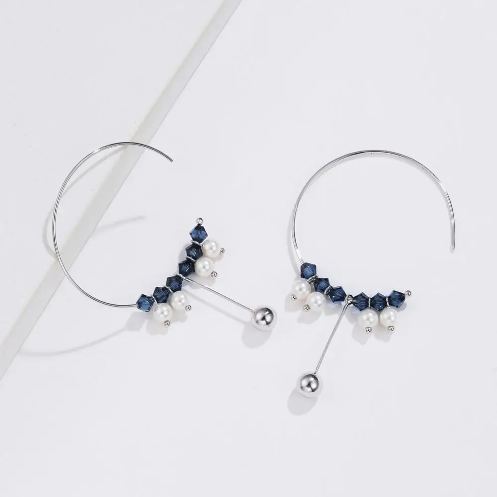 Серьги-кольца женские из серебра 2020 пробы с кристаллами Сваровски | Украшения и