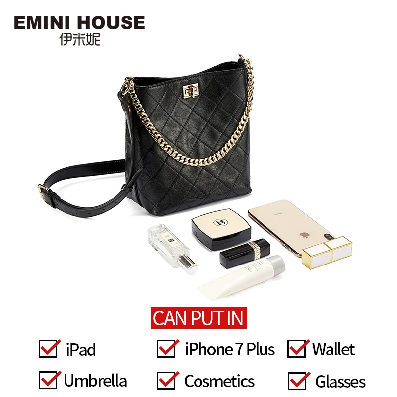 EMINI HOUSE масло воск Алмазная решетка сумка-мешок натуральная кожа широкий ремень