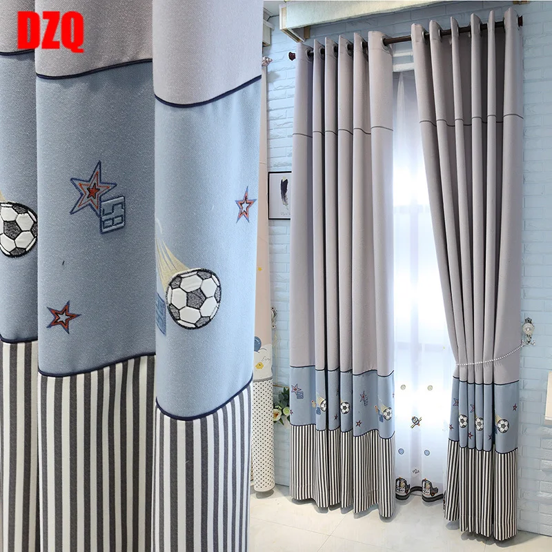 

Customized Football Curtains for Living Room Gray Stitching Children's Room Curtain Cloth Boy Room Boy Bedroom Window Shading