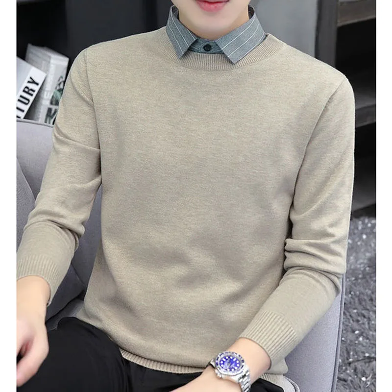 Новинка весна-осень 2021 модный вязаный пуловер мужской плотный теплый джемпер в