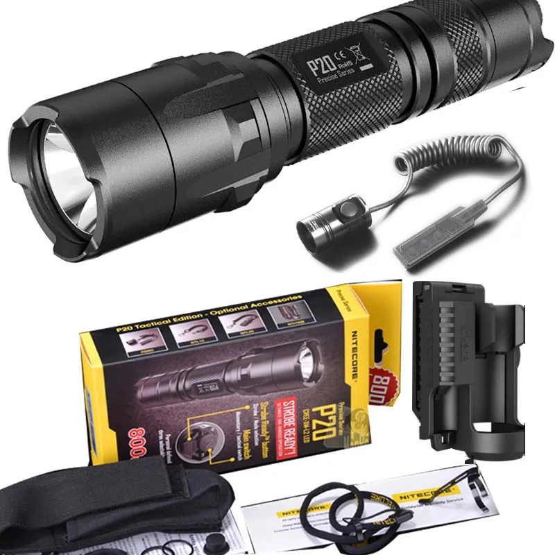 NITECORE P20 фонарик CREE XM-L2(U2) светодиодный Макс. 800 лм луч двойной переключатель задний светодиодный фонарь для спорта на открытом воздухе+ NITECORE NTH30B RSW2 - Испускаемый цвет: RSW2 NTH30B