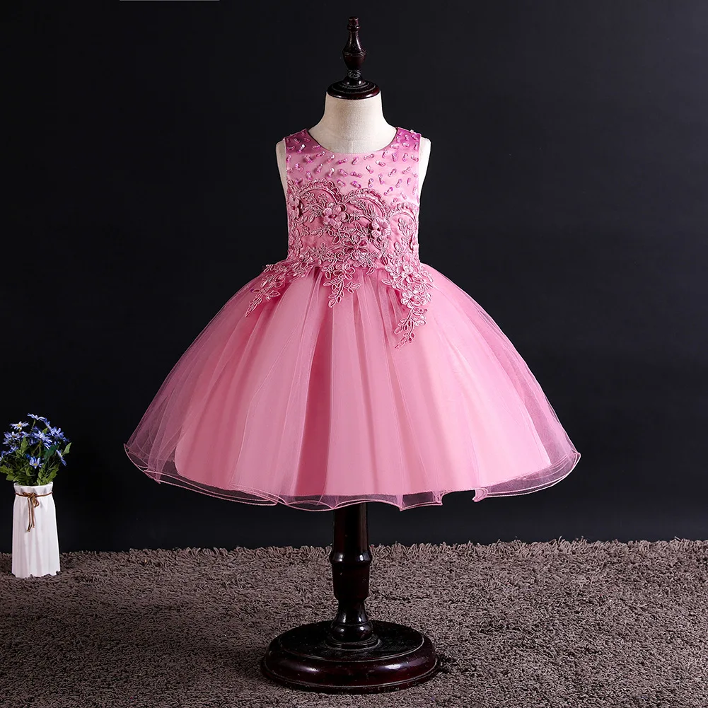 

Girls Party Dresses Bow Prom Ball Gowns For Wedding Blue Sequin Princess Dress Baby Girls Birthday Dress Children's Clothing