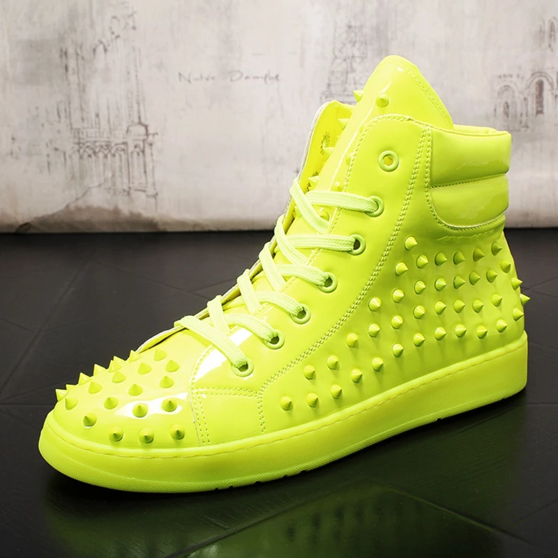 

Stephoes New Men Fashion Casual Ankle Boots Spring Autumn Rivets Punk Style High Top Sneakers Male Youth Trending Luxury Shoes