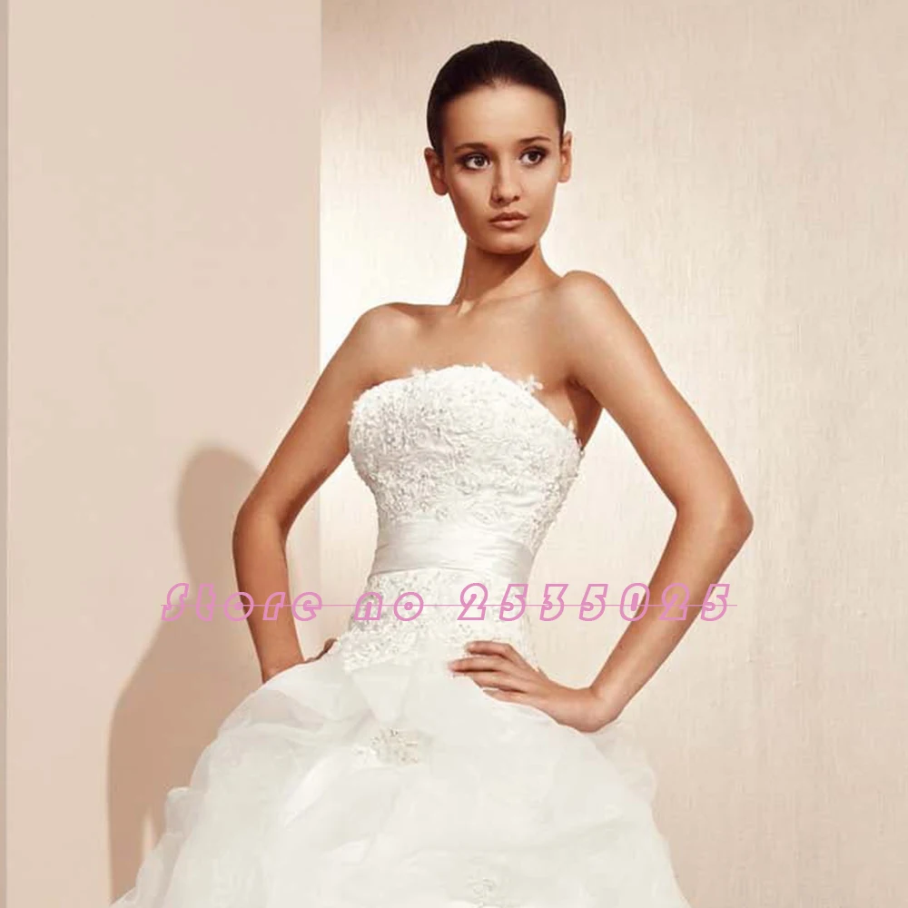 Vestido De Noiva Princesa/свадебное платье без бретелек со шнуровкой и аппликацией сзади
