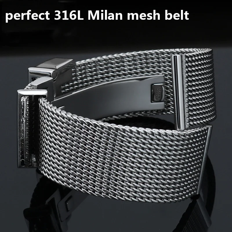 Watch Accessories Folding Clasp 20mm 22mm Milanese Stainless Steel Mesh Watch band Best For IWC PORTOFINO FAMILY Series Strap