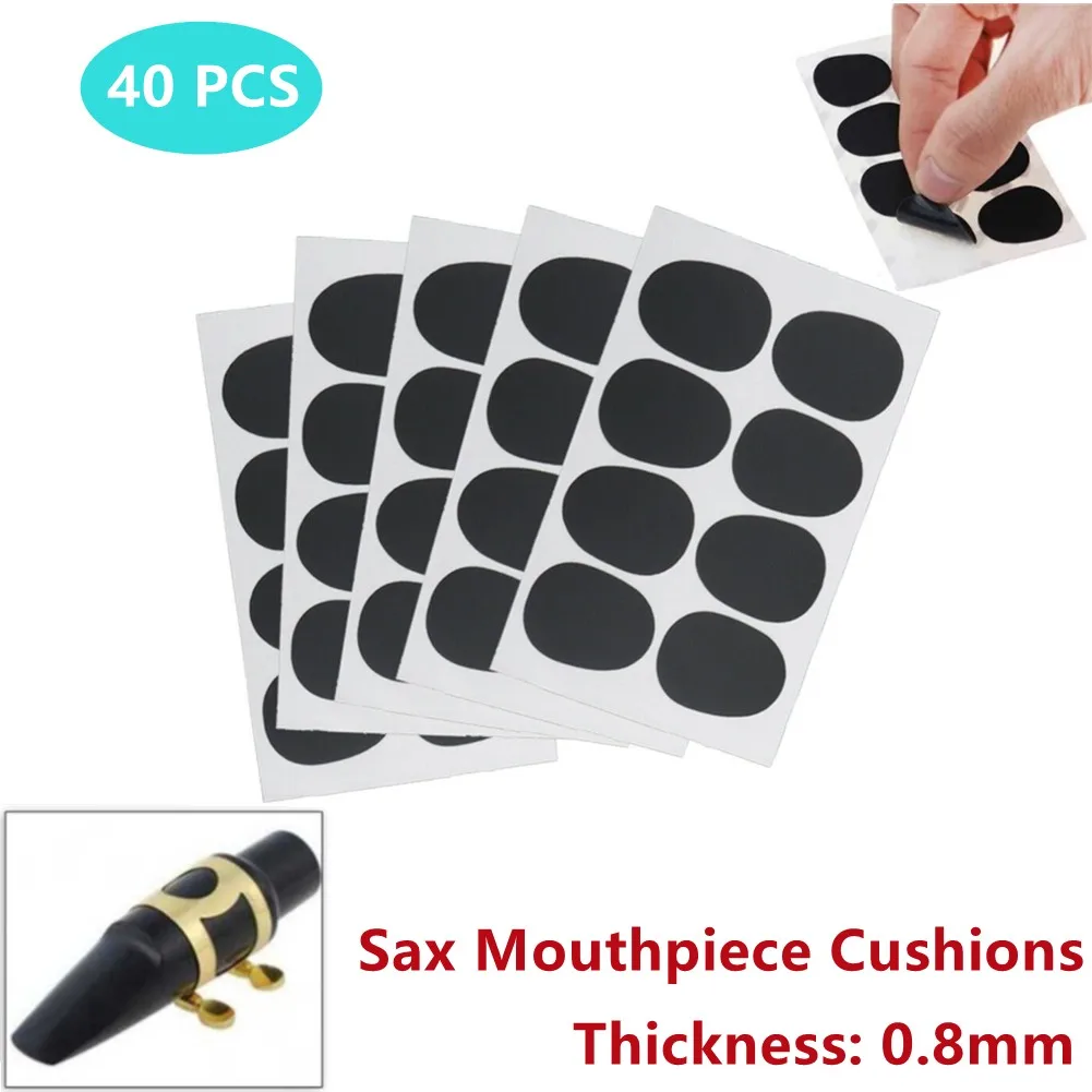 

40Pcs Sax Mouthpiece Cushions Patches Pads 0.8mm Thickness Alto Tenor Saxophone Clarinet Silicone 2.7 X 2.1cm Protect Accessory
