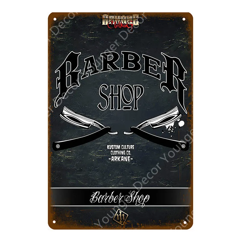 Barber Shop Metal Signs Haircuts And Shaves Advertising Decorative Board Home Wall Decor Hairdresser Gift Vintage Poster YI-165 - Цвет: YD7788BI