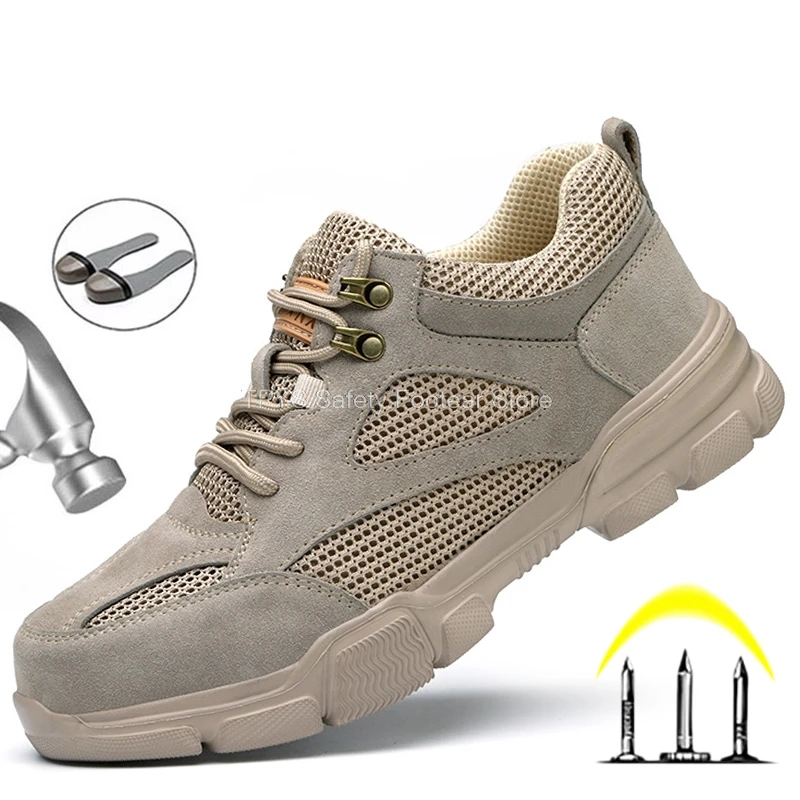 Мужская защитная обувь рабочие кроссовки неразрушаемые защитные ботинки летняя