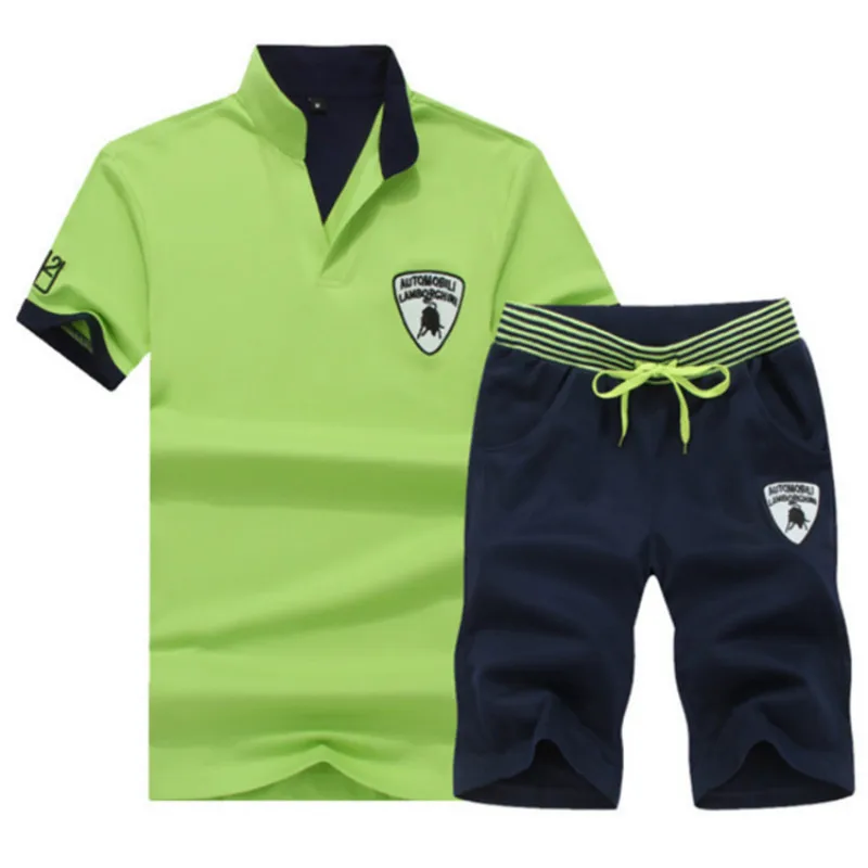 Мужской летний спортивный костюм повседневный короткий размера плюс 4XL из двух